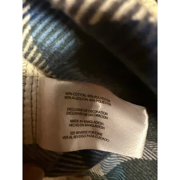 Orvis Heavy Flannel Shirt Men’s XL Green/Blue Plaid Shacket Long Sleeve ButtonUp - Picture 5 of 6